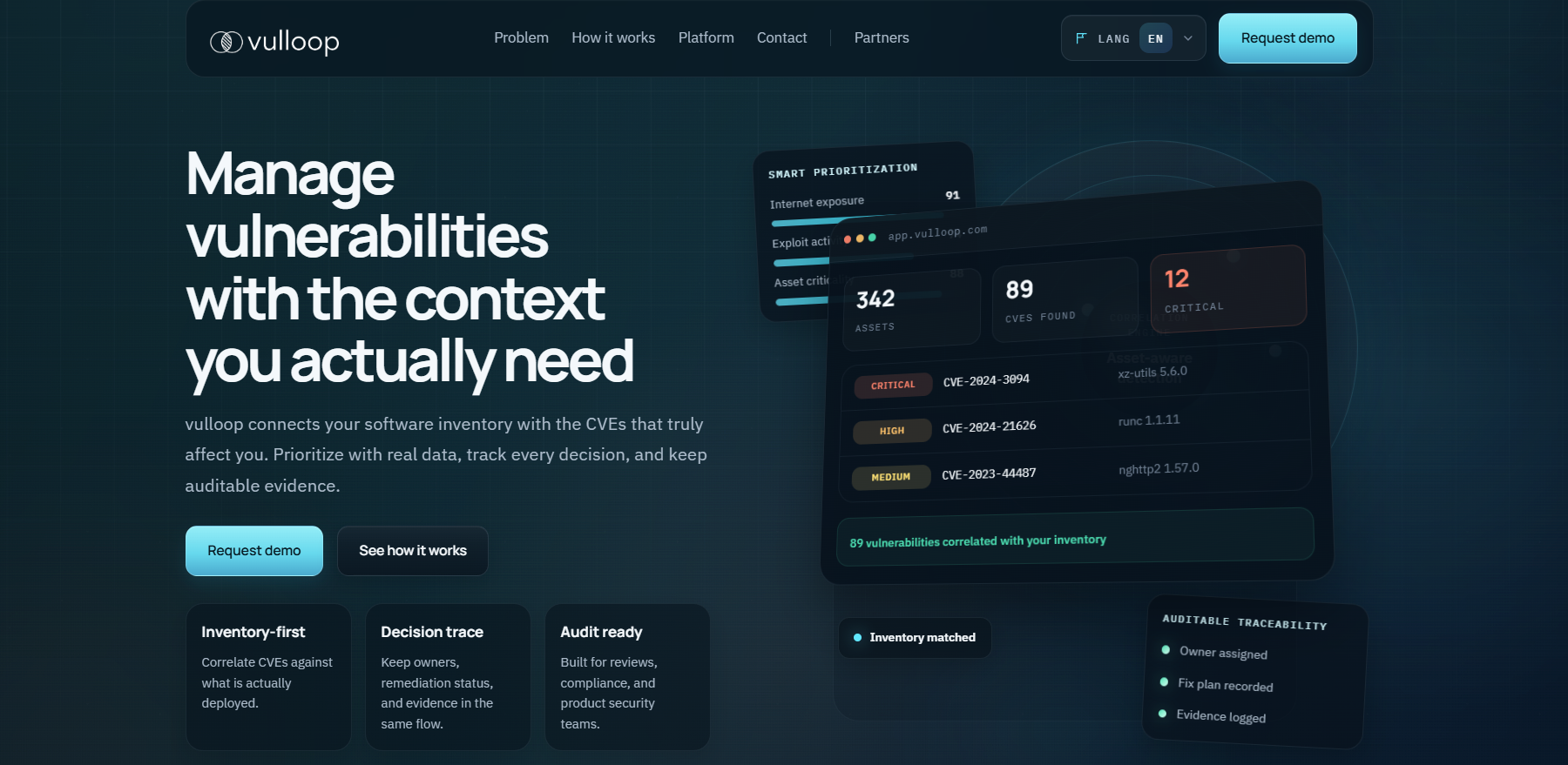 Vulloop landing page